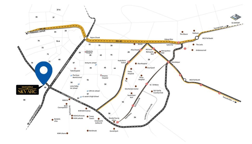 Smartworld Sky Arc Location Map